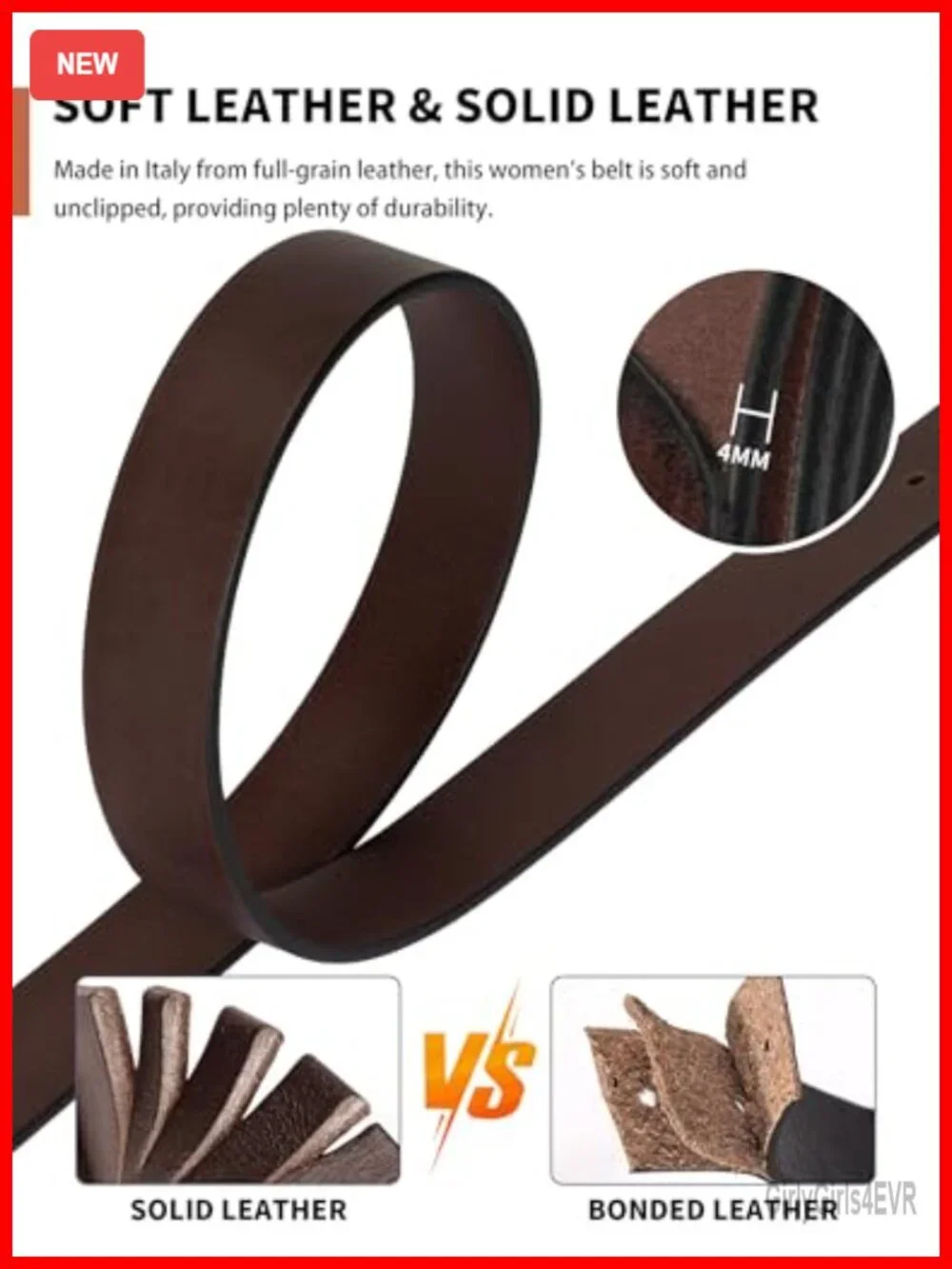 Genuine Leather Belt Solid Brass Buckle Women's
